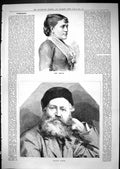 Antique Old Print 1881 Portrait Mme. Krauss Beautiful Woman Charles Gounod 19th
