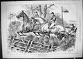 Antique Old Print 1881 Between The Flags Horse Racing Jockeys Sport Jumping