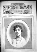Original Old Antique Print 1881 Portrait Miss Edith Santley Beautiful Woman