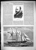 Original Old Antique Print Lancashire Witch Sailing Ship 1881 Portrait Barrett