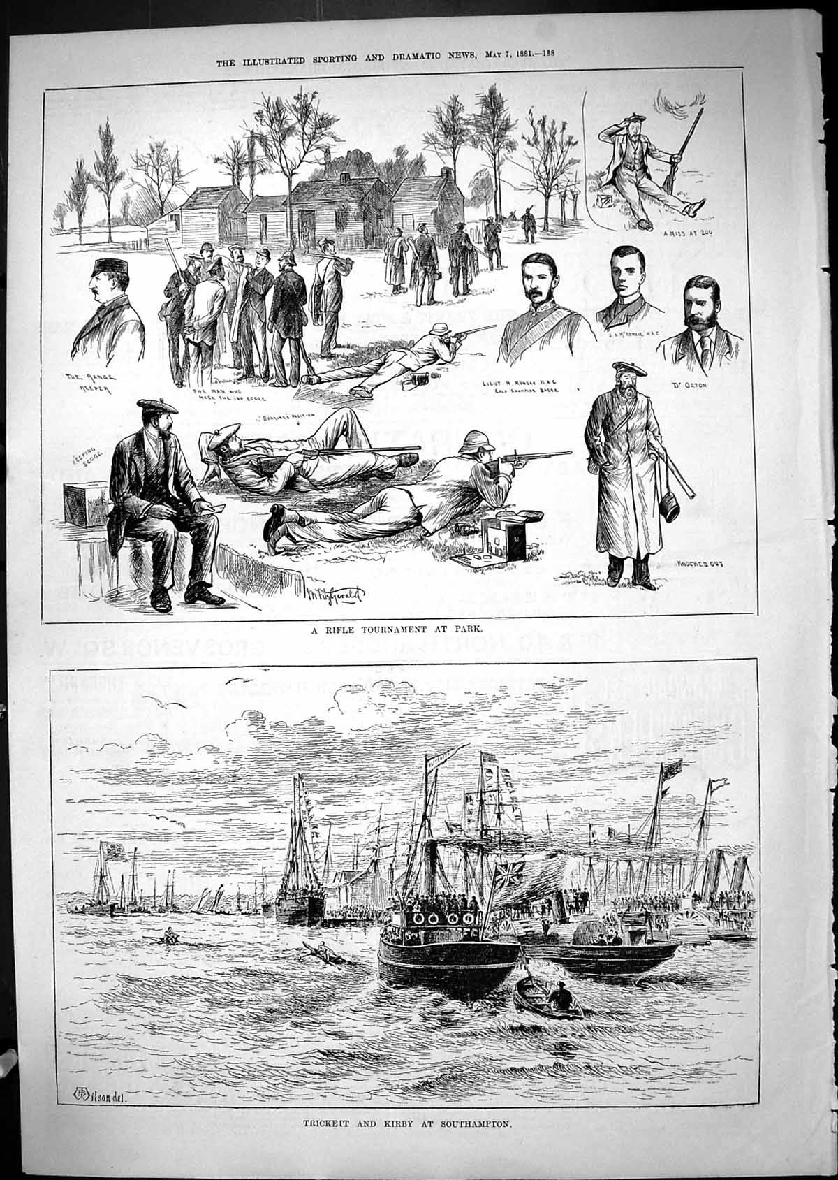 Old Trickett Kirby Southampton Ship 1881 Rifle Tournament Park Mckenz Victorian