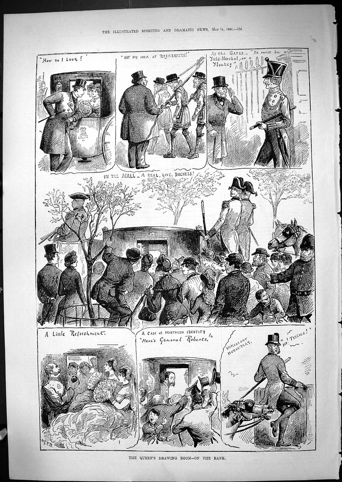 Old Antique Print Queen'S Drawing Room Transport Coach Mall London 1881 19th