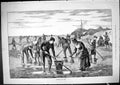 Original Old Antique Print Beach Scene Digging Bait Fishing Fishermen 1881 19th