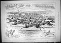 Original Old Antique Print Horse Racing Two Thousand Hare Hounds Sport 1881