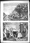 Old Print 1881 Travellers Bound For The Downs Costumes Before Masquerade 19th