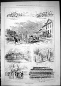 Old 1881 Epsom Horse Racing Sport Grand Stand Spread Eagle Kings Head Victorian