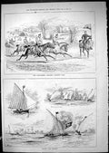 Old 1881 Oxfordshire Yeomanry Despatch Race Horses Sailing Club Match Victorian