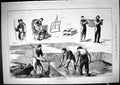 Original Old Antique Print 1881 Oyster Dredging Pan Tiles Laying Pan-Tiles 19th
