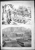 Old Print 1881 Geese Market Road Trooping Colours Majesty Queen Birthday 19th