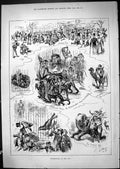 Old Antique Print Whitsuntide Zoo Mrs Brown Monkeys Elephant Camel 1881 19th