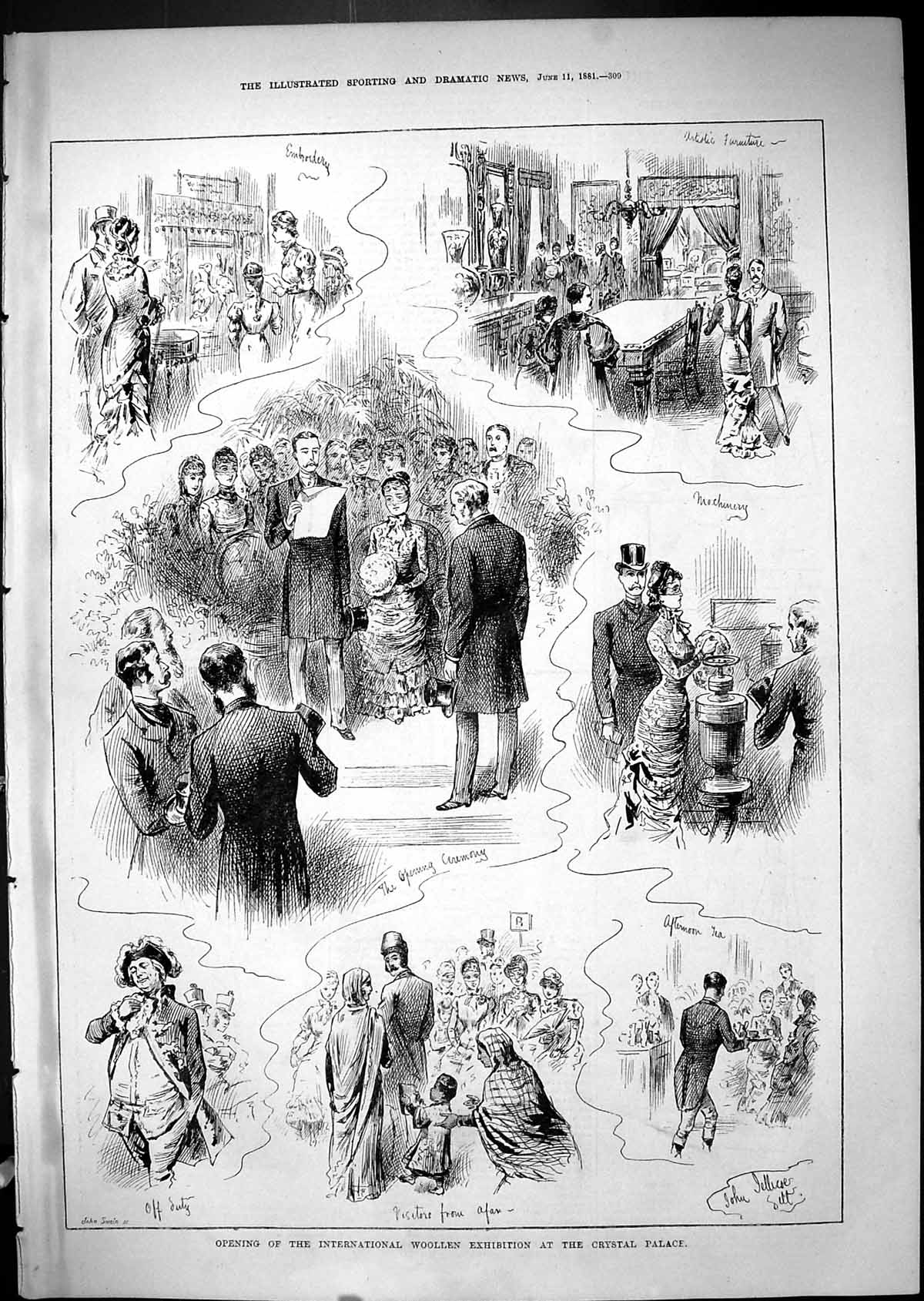 Antique Print 1881 Opening International Woollen Exhibition Crystal Palace 19th