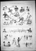 Original Old Antique Print Huntsmen Jockeys Sport Lord'S Cricket England 1881