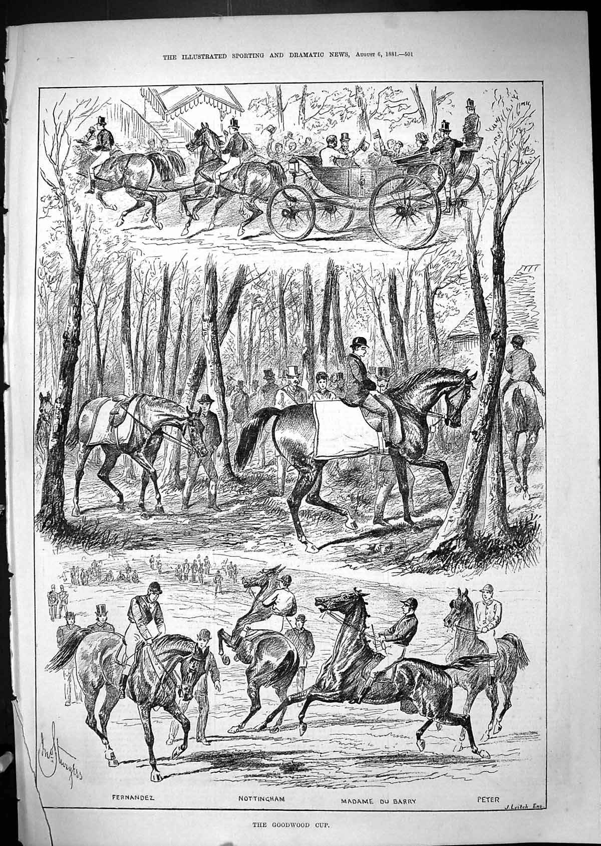 Old 1881 Goodwood Horse Racing Sport Nottingham Fernandez Peter Barry Victorian
