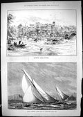 Old Print 1881 Richmond Annual Regatta Royal Victoria Yacht Club Ryde Cup 19th