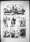 Antique Old Print 1881 People Left In Town Policeman Cabby Mayfair Coachman