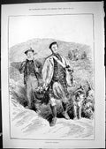 Old 1881 Blackcock Shooting Hunting Mountains Scotland Huntsmen Dogs Victorian