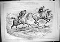 Antique Old Print 1881 Scene Breezy Downs Beach Scene Horses Man Woman Swain