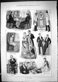 Original Old Antique Print 1881 Theatre Spectators Romance Stage Door Dollman