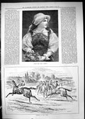 Old 1881 Beautiful Woman Gail Valley Horse Racing Jockeys Bolted Turn Victorian