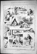 Old Print 1881 Scene Rain Camp Caravan Umbrellas Sport Hunting Blatchford 19th
