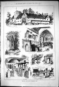 Antique Print 1881 Moat House Ightham Kent Banqueting Hall Chapel Village S