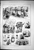 Old 1881 Brittany France Market Dancing Pilgrims Headdresses Jeunesse Victorian