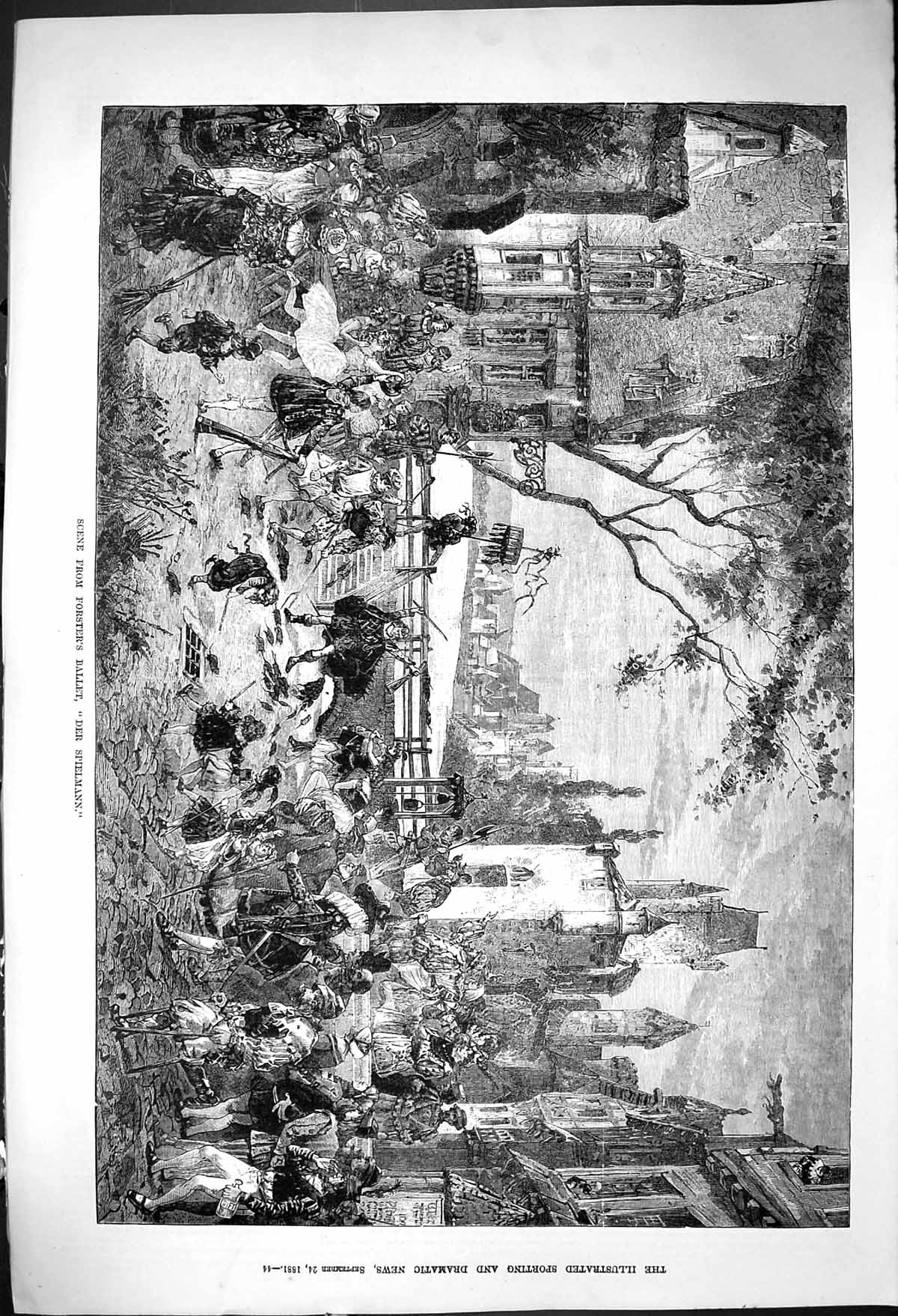 Old Print 1881 Scene Forster Ballet Der Spielmann Theatre Actors Fine Art 19th