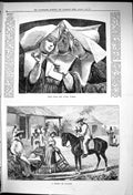 Antique Print 1881 Nuns Reading News Outer World Family Guajiros Man Horse 19th