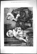 Original Old Antique Print 1881 Doubtful Messenger Lady Man Letter Romance 19th
