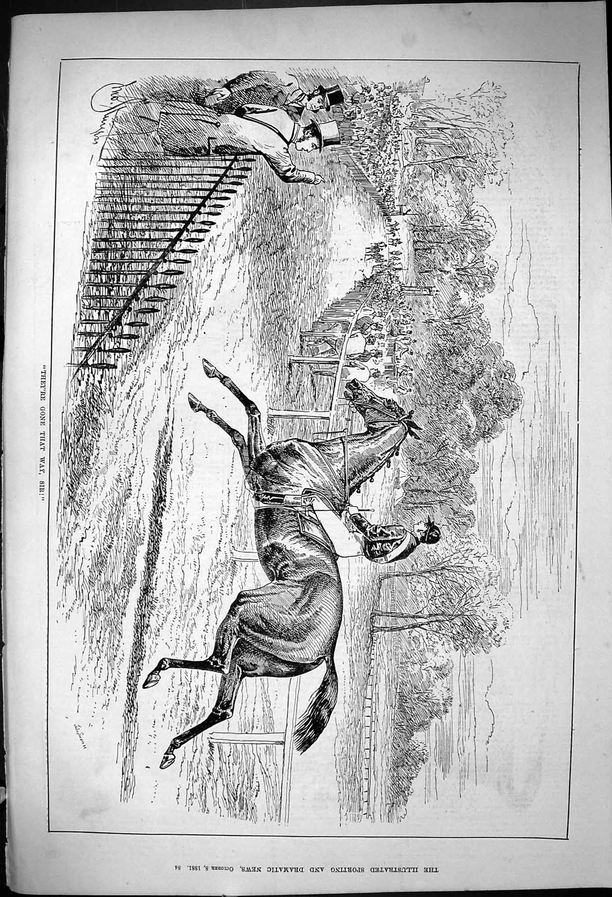 Old 1881 Horse Racing Jockey They'Re Gone That Way Sir Sport Spectato Victorian