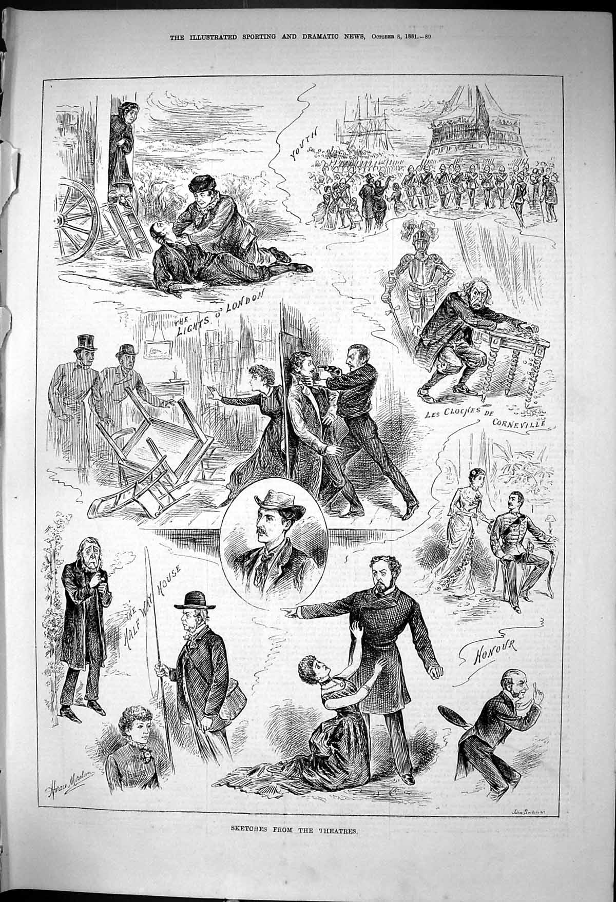 Old 1881 Theatre London Clockes Corneville Half Way House Fisherman L Victorian