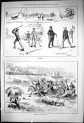 Old 1881 Golfing Sport Potting Green Golf Water Polo Malta River Wood Victorian