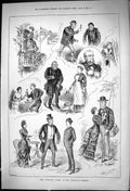 Antique Old Print 1881 Half-Way House Vaudeville Theatre Actors John Swain 19th