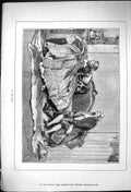 Original Old Antique Print 1881 Beau Man Lady Romance Sitting Sofa Animal Rug