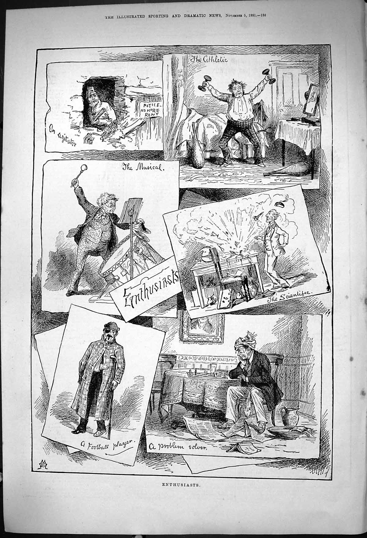 Old 1881 Enthusiasts Musical Athletic Football Player Problem Solver Victorian