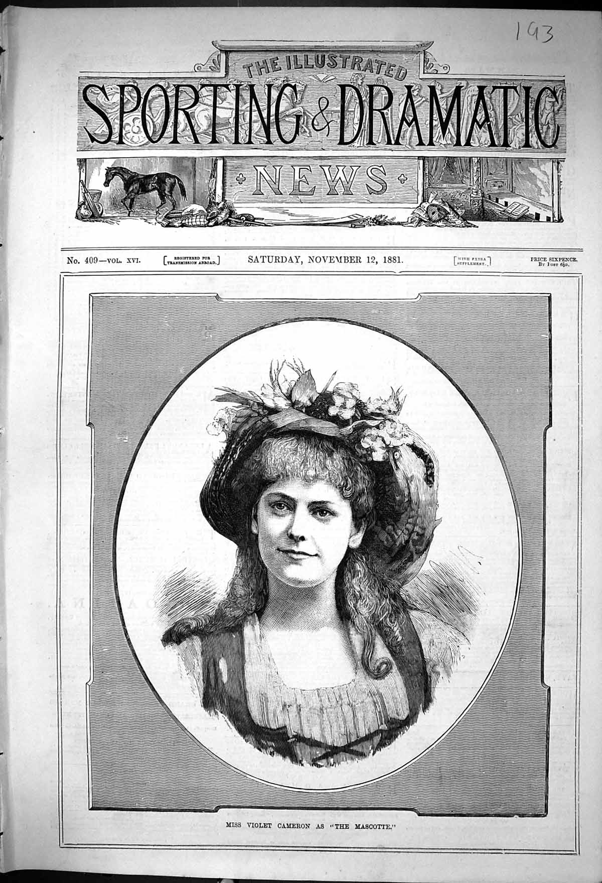 Antique Old Print 1881 Miss Violet Cameron Mascotte Theatre Beautiful Woman