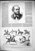 Old Antique Print 1881 Signor Padilla Royal Military Riding School Horses 19th