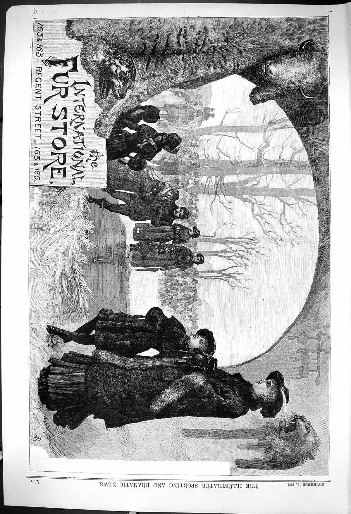 Old Print 1881 Advertisement International Fur Store Regent Street London 19th