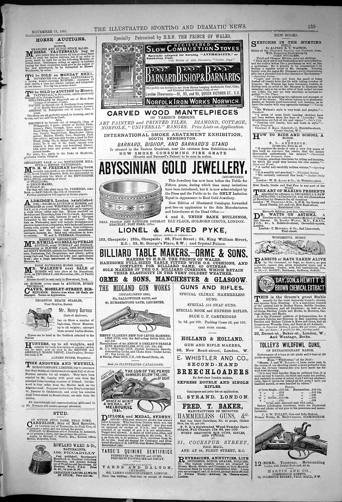 Old Antique Print 1881 Abyssinian GJewellery Whistler Midland Gun Works 19th