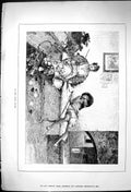 Original Old Antique Print 1881 Scene Sunny South Native People Relaxing 19th