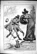 Old 1881 Rivals Embrace Ice Skating Romance Winter Amusement Barnard Victorian