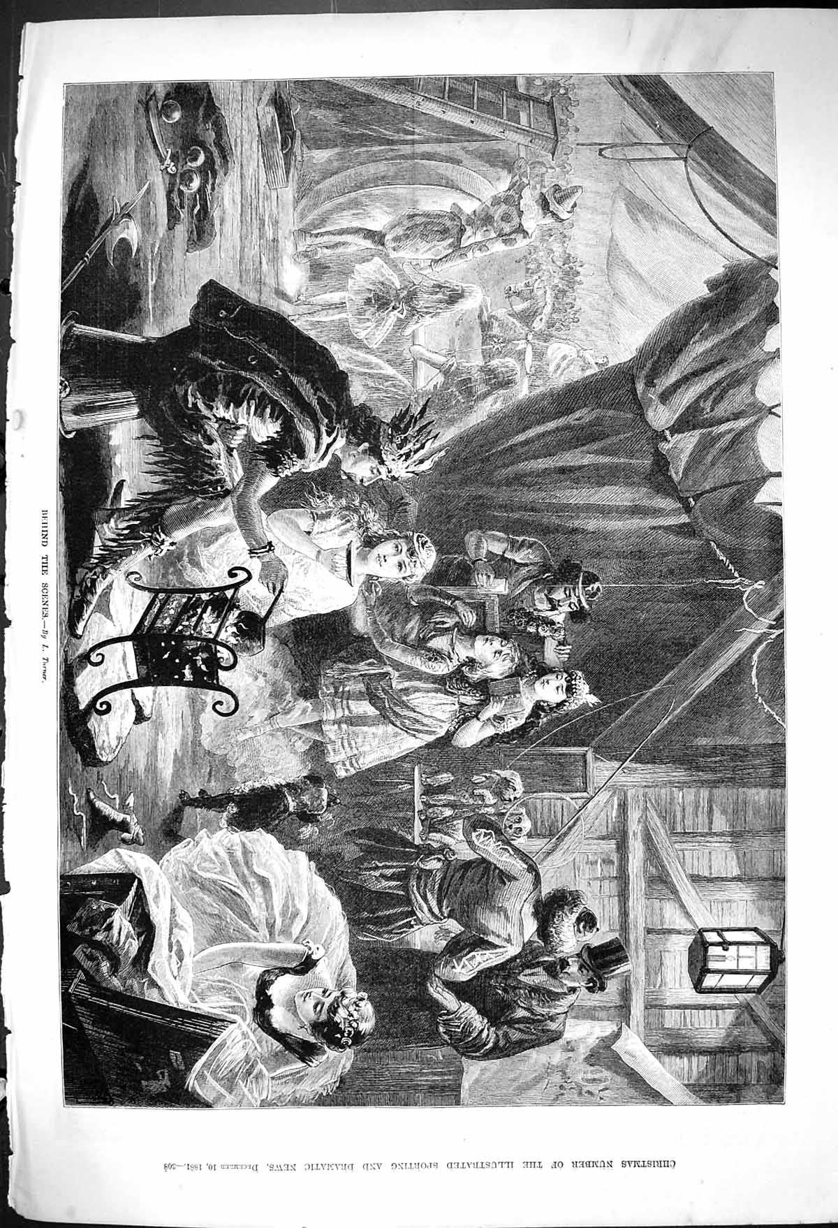 Old Antique Print 1881 Behind Scene Theatre Actors Entertainment Fine Art 19th