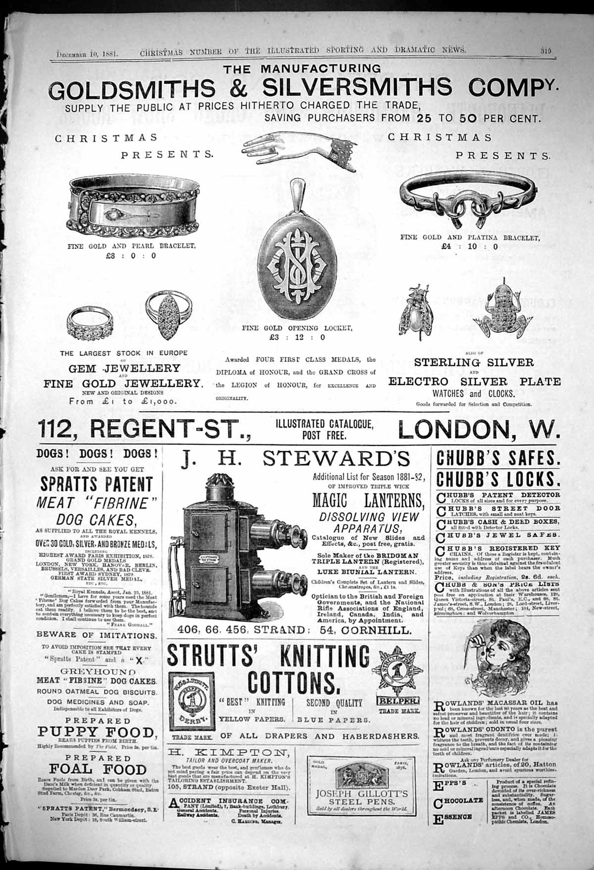 Antique Print 1881 Gsmiths Silversmiths Steward'S Lanterns Strutts Cottons 19th