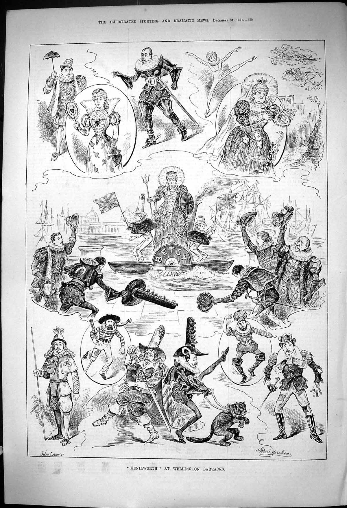 Old 1881 Kenilworth Wellington Barracks Theatre Actors Betsy Boat Joh Victorian