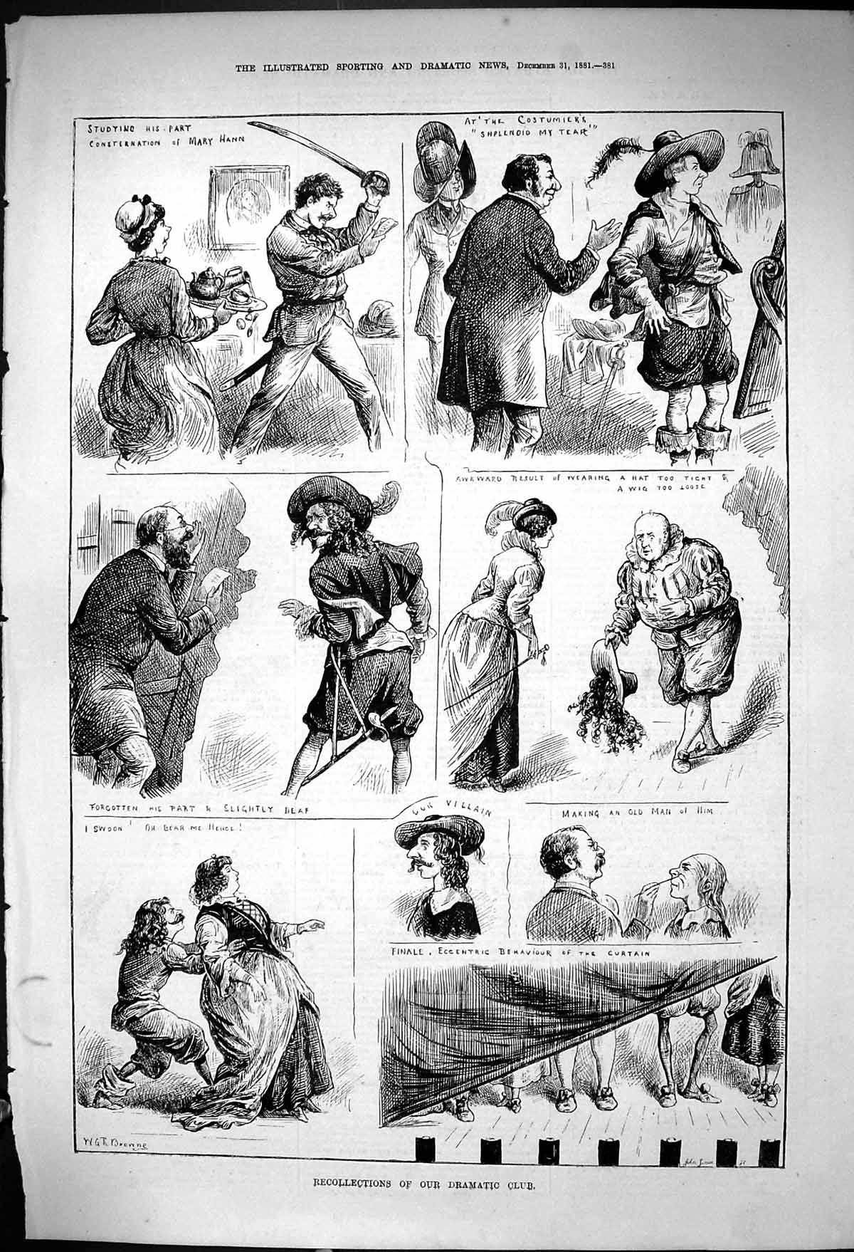 Old 1881 Recollections Dramatic Club Theatre Vilian Actors John Swain Victorian