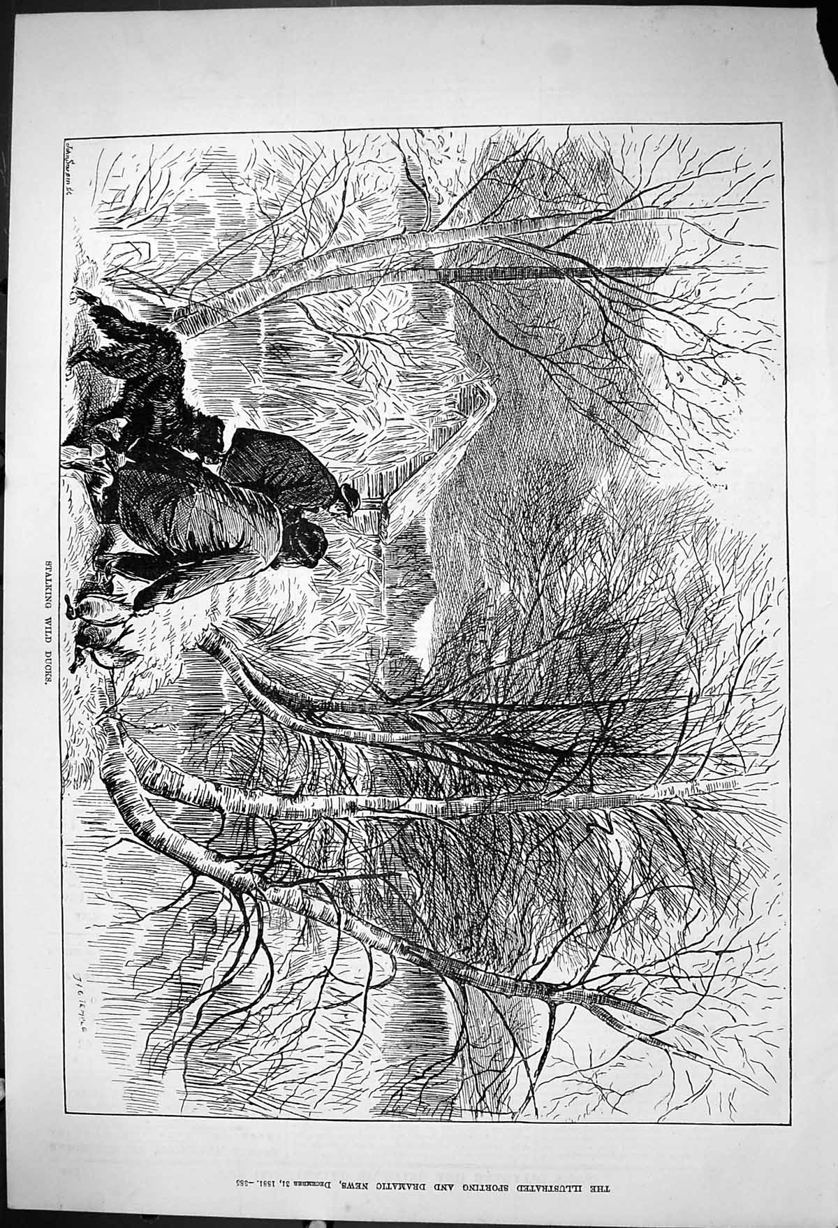Old 1881 Stalking Wild Ducks Hunting Sport Shooting John Swain Temple Victorian