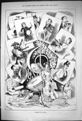 Antique Old Print 1882 Votaries Appolo Theatre Music Instruments Blatchford