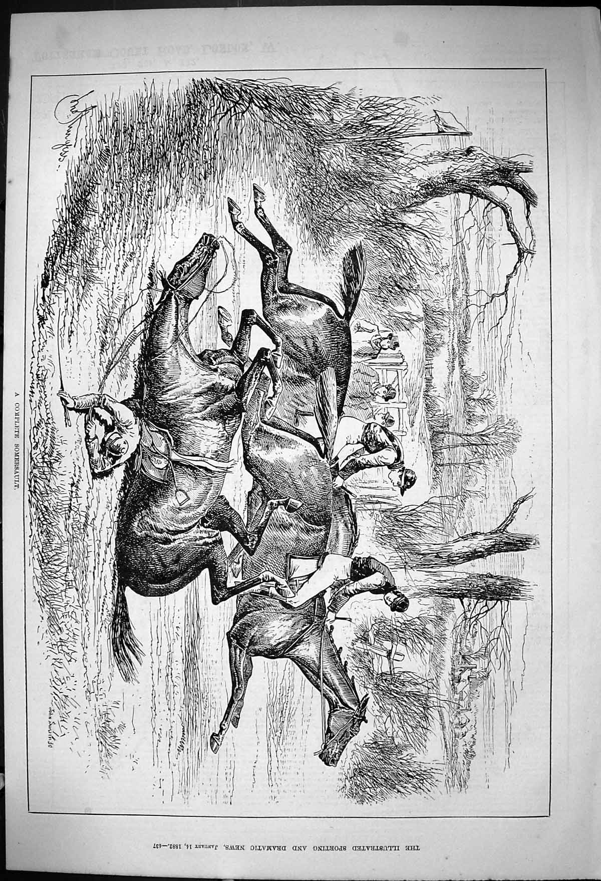 Old 1882 Horse Racing Complete Sumersault Jockeys Sport Swain Sturges Victorian