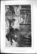 Original Old Antique Print 1882 Wolf Hunting Russia Sport Shooting Fine Art