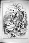Old Print 1882 Hunting Horse Jumping Fence Huntsman Sport Swain Sturgess 19th